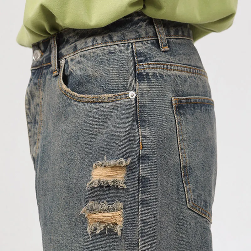 Straight Shredded Casual Jeans