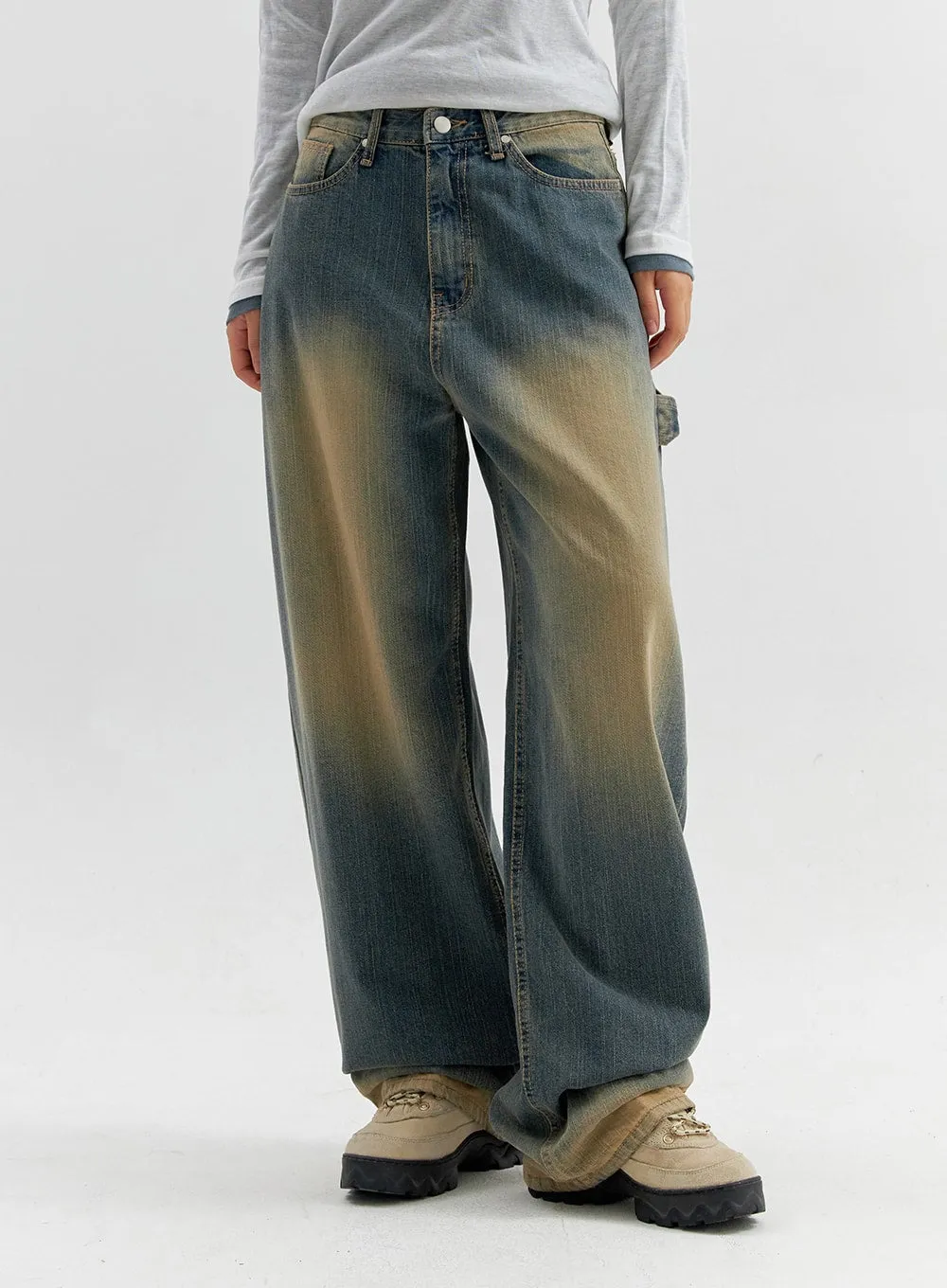 Vintage Wash Wide Leg Jeans CO306