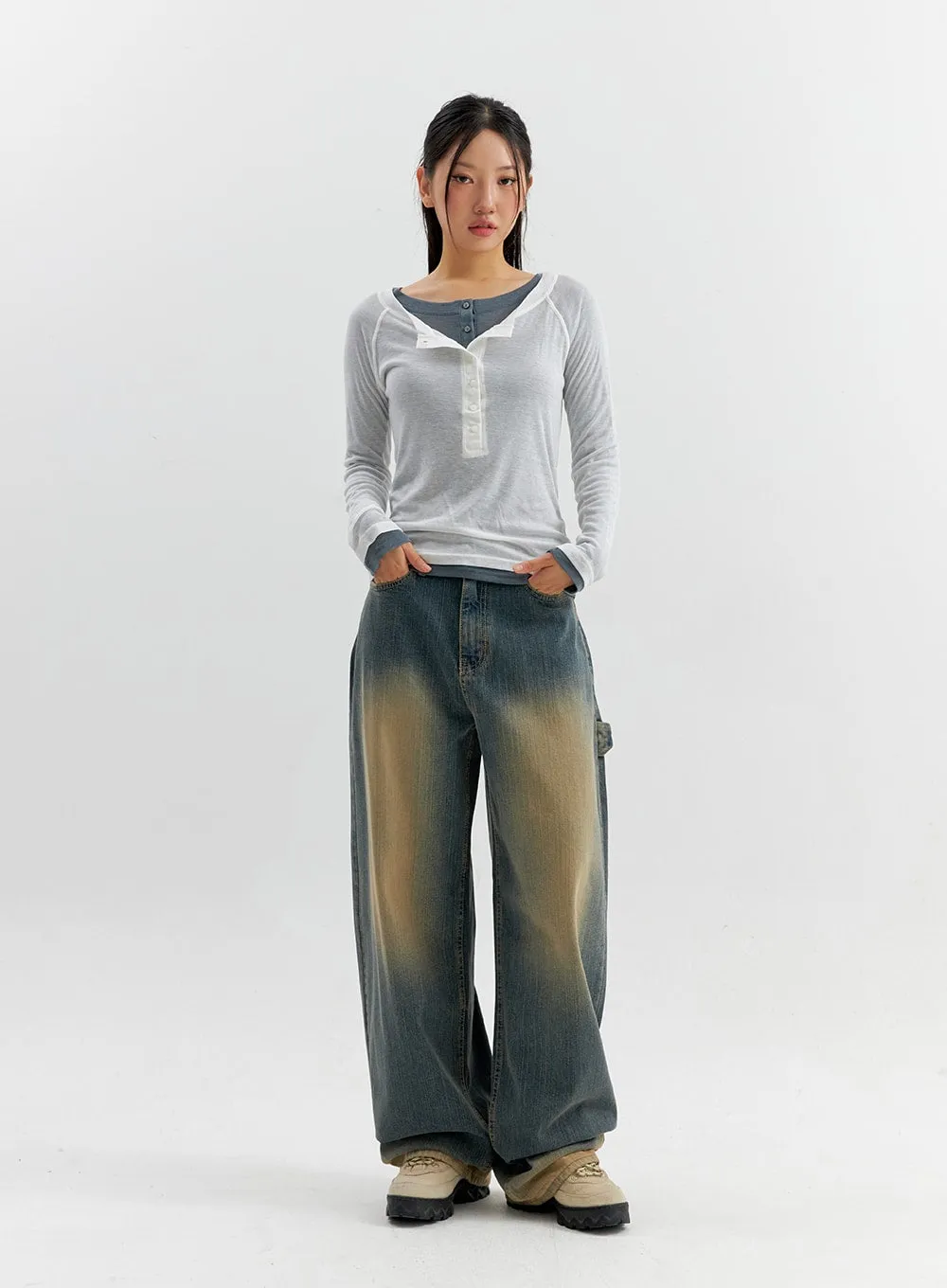 Vintage Wash Wide Leg Jeans CO306