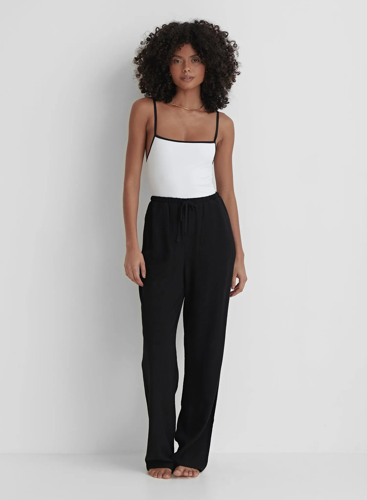 White Contrast Trim Swimsuit- Sicily