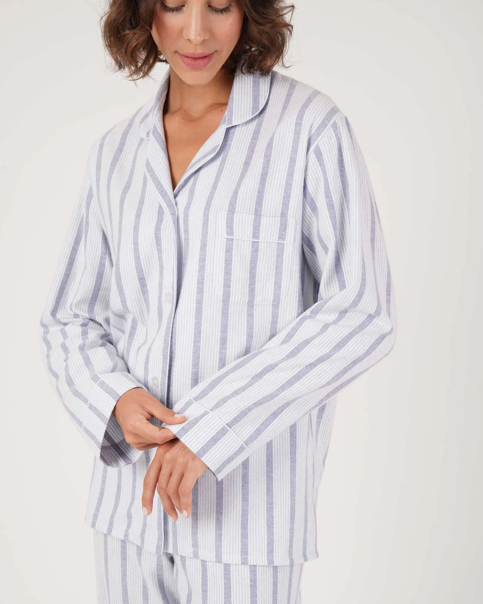 Women's Brushed Cotton Pyjamas - Ripple Stripe