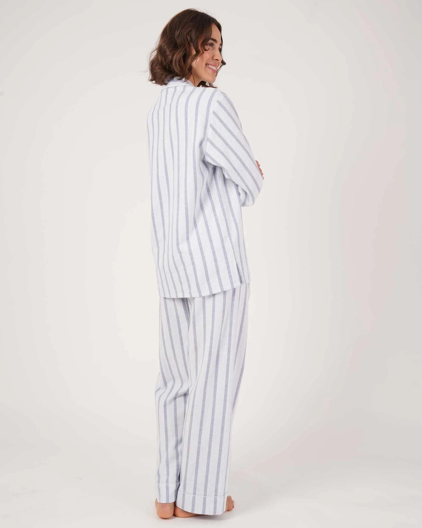 Women's Brushed Cotton Pyjamas - Ripple Stripe