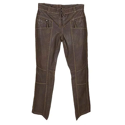 Women's Cassey Brown Leather Trousers