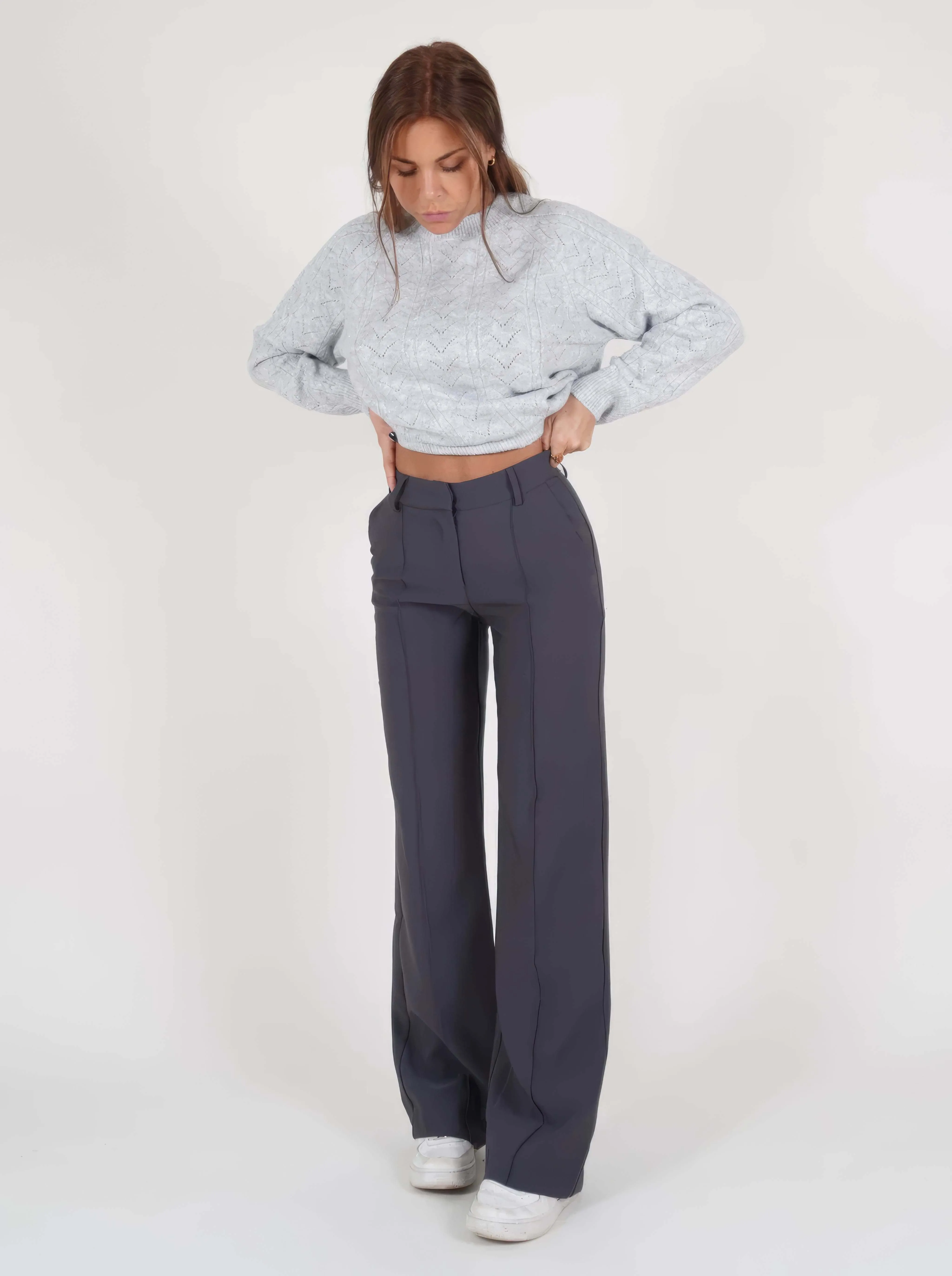 Women's High-Waisted Wide Leg Trousers: Elegant & Comfortable