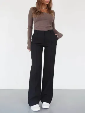 Women's High-Waisted Wide Leg Trousers: Elegant & Comfortable