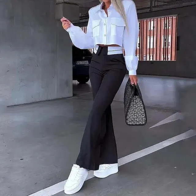 Women's High-Waisted Wide Leg Trousers: Elegant & Versatile