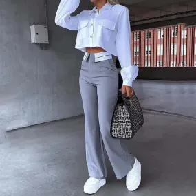 Women's High-Waisted Wide Leg Trousers: Elegant & Versatile