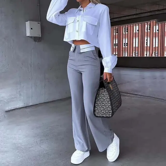 Women's High-Waisted Wide Leg Trousers: Elegant & Versatile
