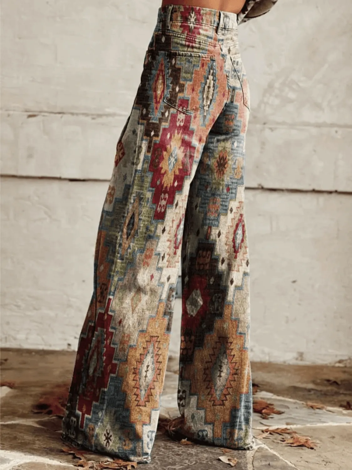Women's High-Waisted Wide Leg Trousers - Vintage Style